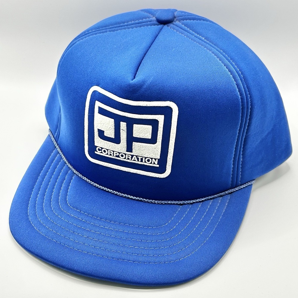 JP Corporation Logo Foam Rope Trucker Hat Cap Snapback Adjustable Blue Outdoors